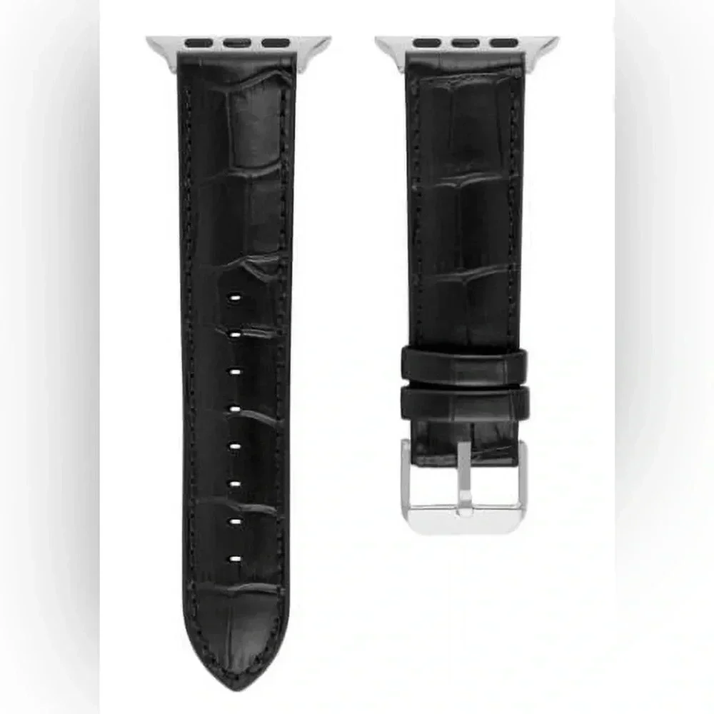 American Exchange Men's Watch Strap, Silver/Black 42-44mm